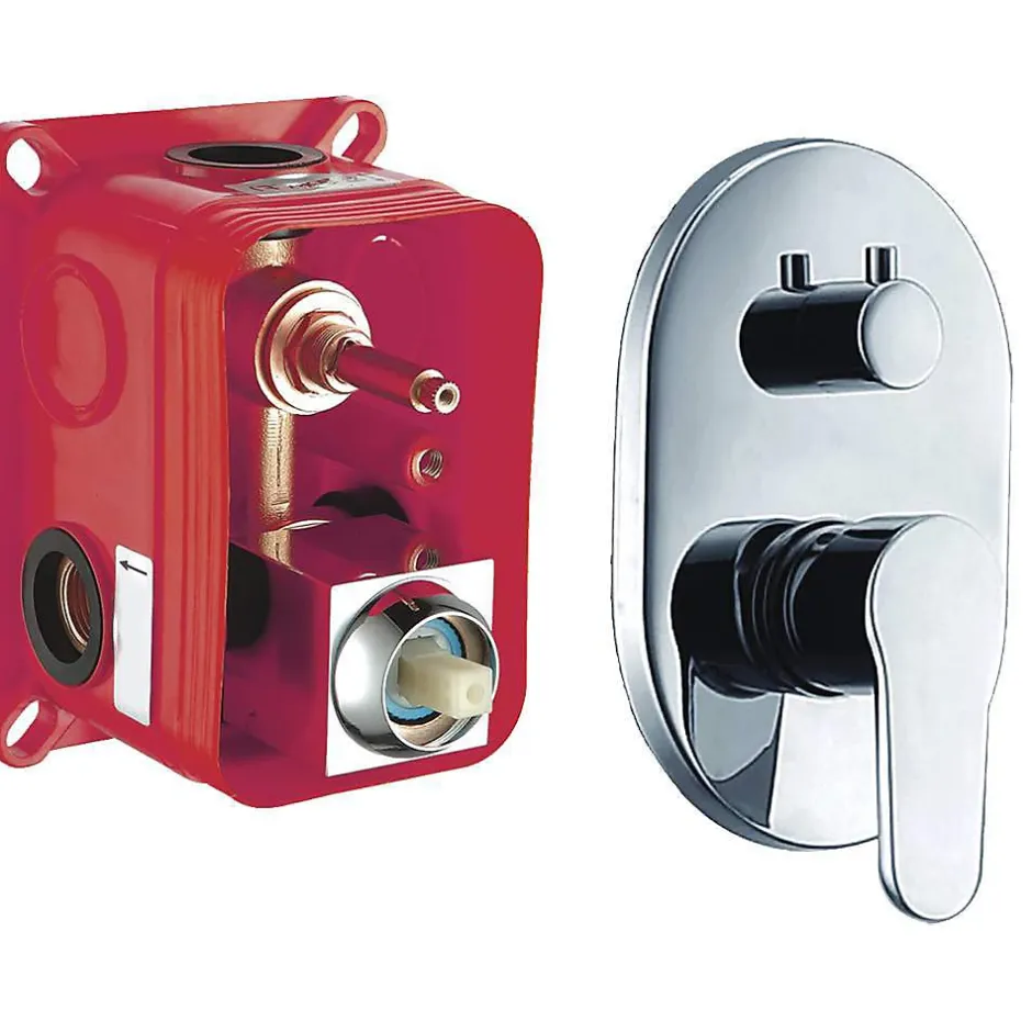 Kibath Robinet de douche encastré, mural, monocommande, SIX rond, finition chrome poli, en laiton* Robinet De Douche