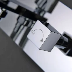 Kibath Robinet de douche encastré, levier unique monté au plafond, carré, finition chrome poli, en laiton* Robinet De Douche