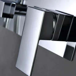 Kibath Robinet de douche encastré, levier unique monté au plafond, carré, finition chrome poli, en laiton* Robinet De Douche