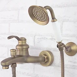 Kroos Robinet de douche et baignoire en laiton antique, fixation mural