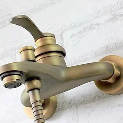Kroos Robinet de douche et baignoire en laiton antique, fixation mural