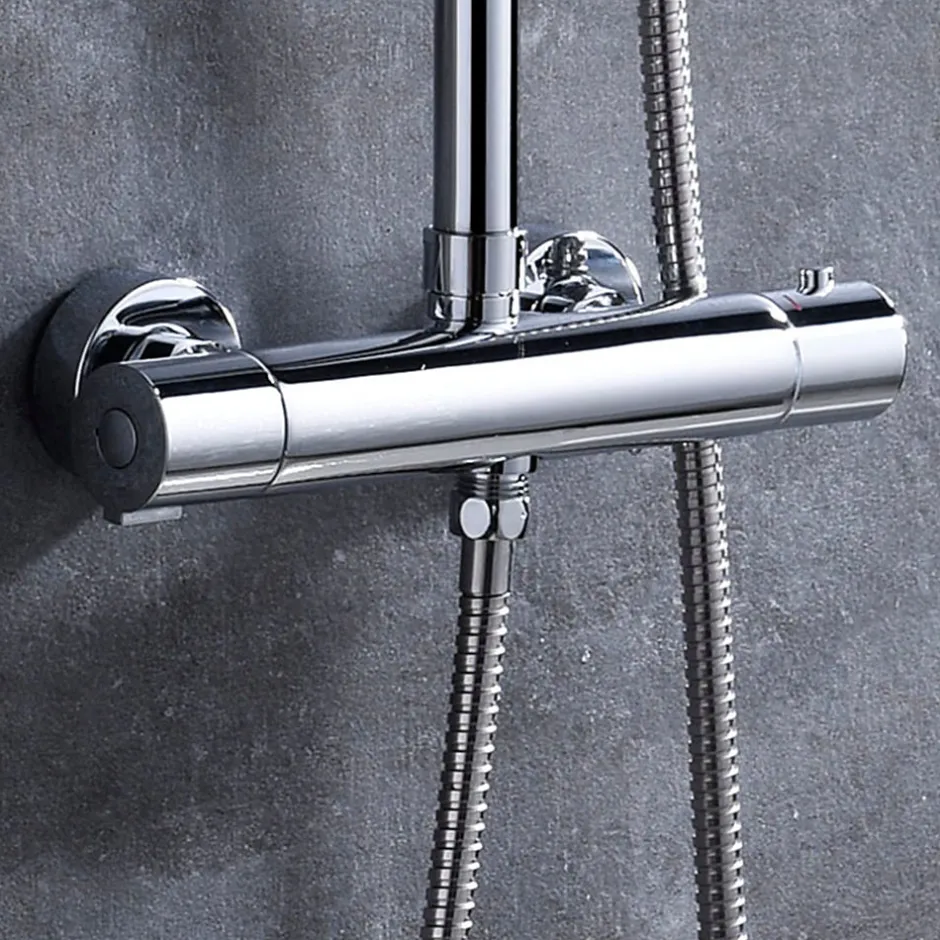 Kibath Robinet de douche thermostatique à effet froid, finition chrome brillant, en laiton
