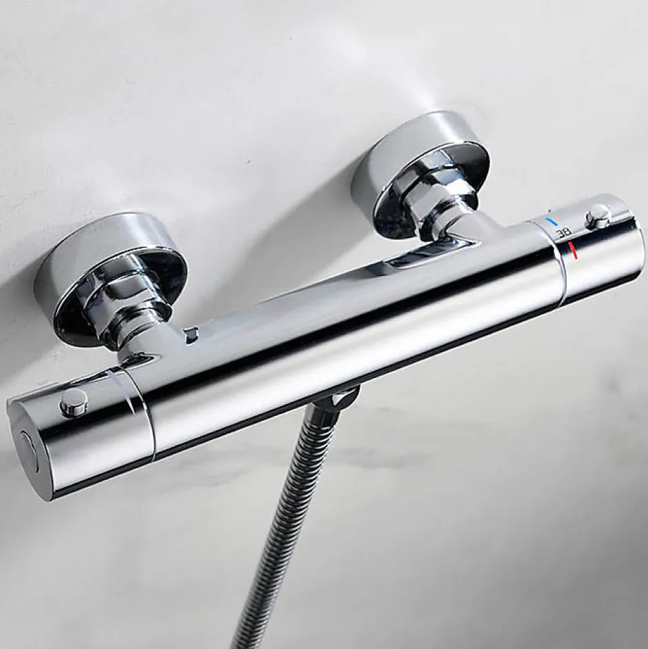 Kibath Robinet de douche thermostatique ORTE (robinet seul) avec finition chromée polie en laiton