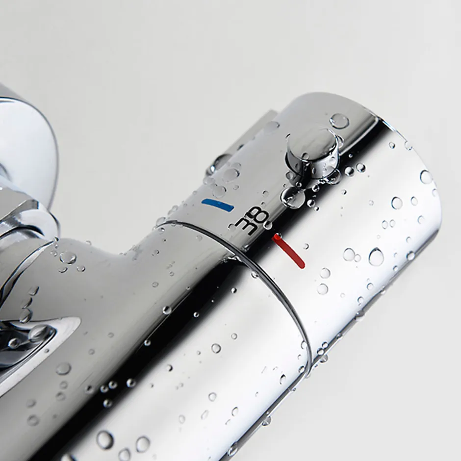 Kibath Robinet de douche thermostatique ORTE (robinet seul) avec finition chromée polie en laiton