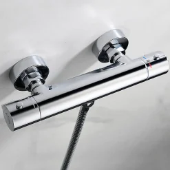 Kibath Robinet de douche thermostatique ORTE avec barre de douche, finition chrome poli, en laiton