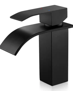 Anycée Max Robinet de Lavabo Cascade, Noir Mitigeur de Lavabo, ANYCEE MAX Robinet de Salle de Bain, Lave-mains Monocommande