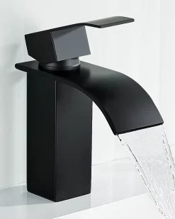 Anycée Max Robinet de Lavabo Cascade, Noir Mitigeur de Lavabo, ANYCEE MAX Robinet de Salle de Bain, Lave-mains Monocommande