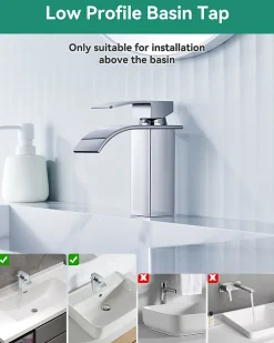 Cecipa Max Robinet de Lavabo Cascade, Mitigeur de Lavabo, Robinet de Salle de Bain, Lave-mains Monocommande* Robinet Lavabo Et Vasque