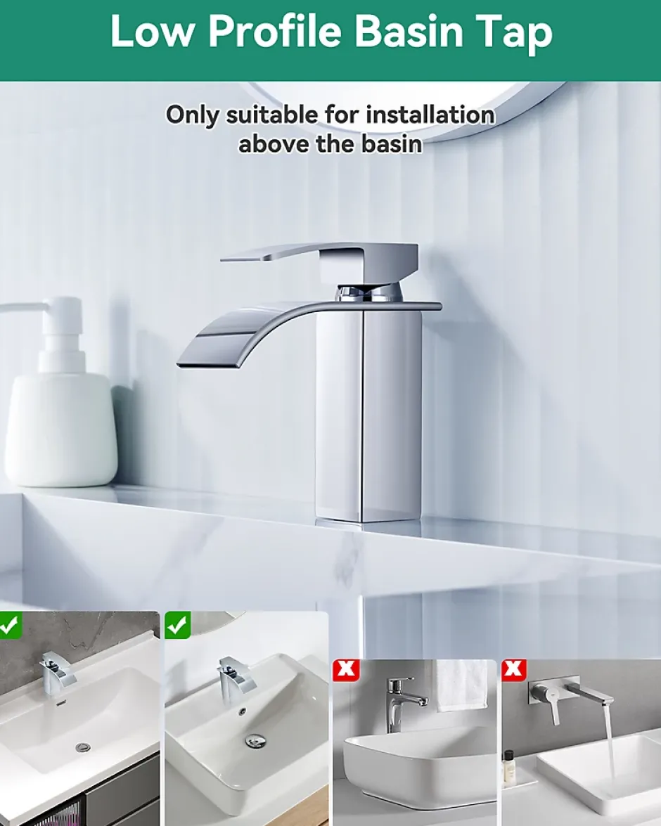 Cecipa Max Robinet de Lavabo Cascade, Mitigeur de Lavabo, Robinet de Salle de Bain, Lave-mains Monocommande* Robinet Lavabo Et Vasque