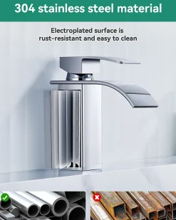Cecipa Max Robinet de Lavabo Cascade, Mitigeur de Lavabo, Robinet de Salle de Bain, Lave-mains Monocommande* Robinet Lavabo Et Vasque
