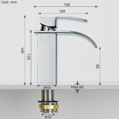 Cecipa Max Robinet de Lavabo Cascade, Mitigeur de Lavabo, Robinet de Salle de Bain, Lave-mains Monocommande* Robinet Lavabo Et Vasque