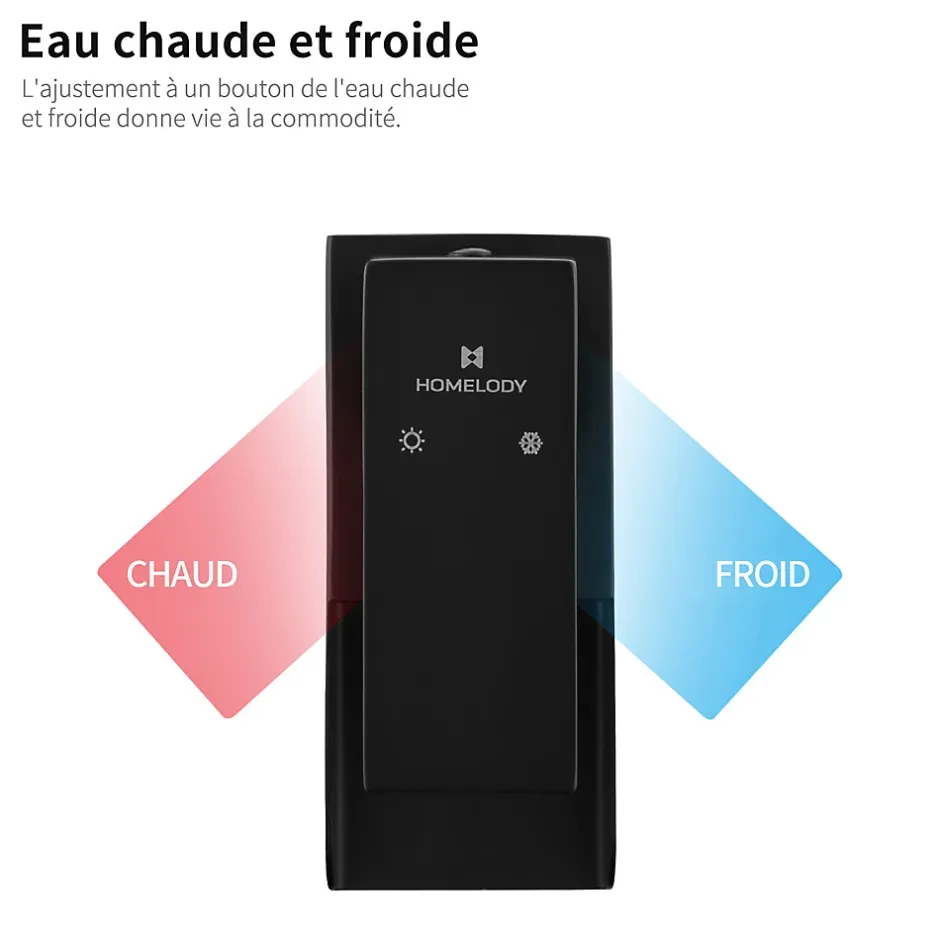 Homelody Robinet de Lavabo Cascade Noir Mitigeur de Lavabo Mono-trou Robinetterie Lave-mains Monocommande Robinet Salle de Bain