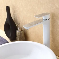 Bernstein Robinet de lavabo de haute qualité Robinet de Salle de bain 4025CW en blanc/chrome brillant* Robinet Lave-Mains