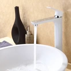 Bernstein Robinet de lavabo de haute qualité Robinet de Salle de bain 4025CW en blanc/chrome brillant* Robinet Lave-Mains