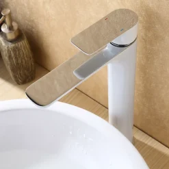 Bernstein Robinet de lavabo de haute qualité Robinet de Salle de bain 4025CW en blanc/chrome brillant* Robinet Lave-Mains