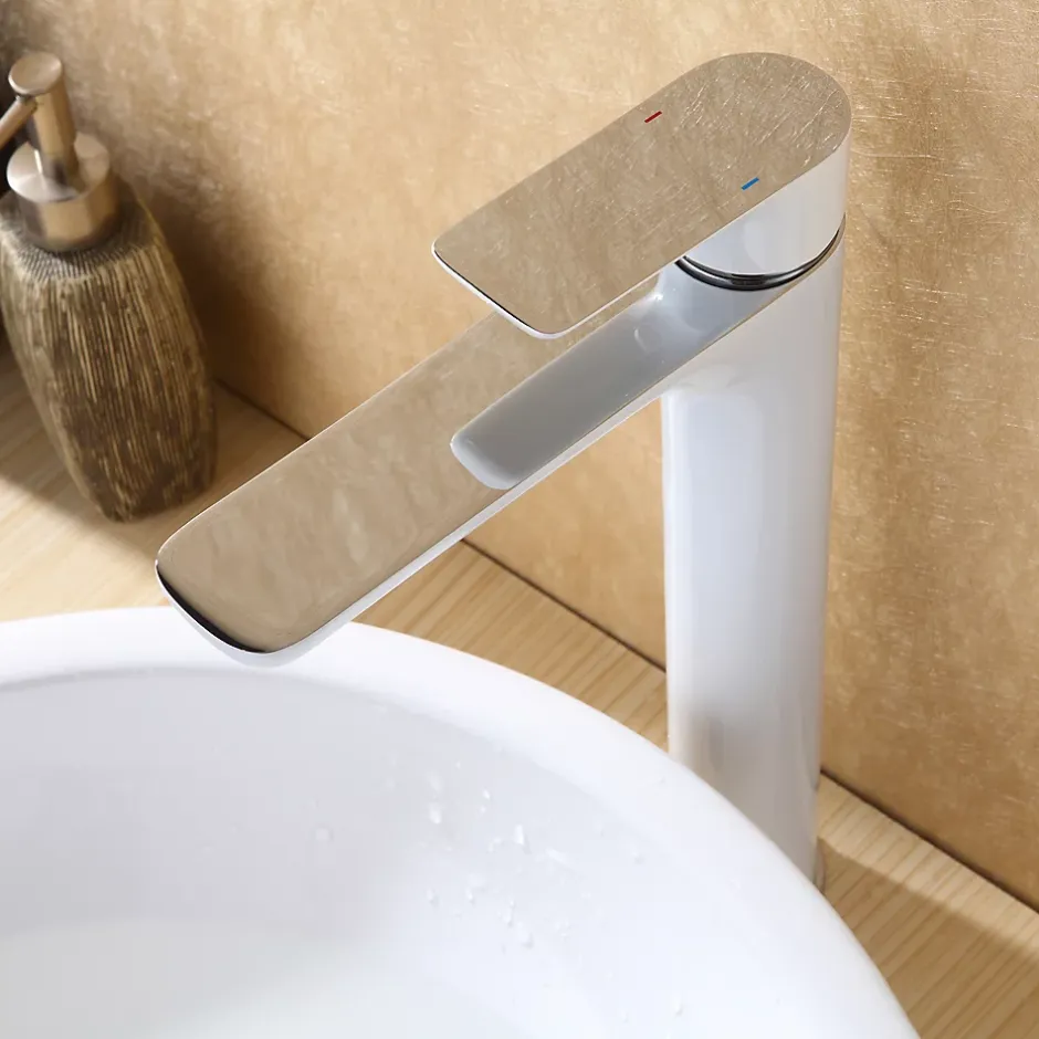 Bernstein Robinet de lavabo de haute qualité Robinet de Salle de bain 4025CW en blanc/chrome brillant* Robinet Lave-Mains