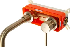 Rea Robinet de lavabo encastré Lungo long gold brush + box* Robinet Lave-Mains
