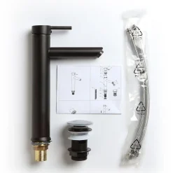 Kiamami Valentina Robinet De Lavabo Haut Noir Mat