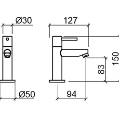Sanindusa Robinet de lavabo ou lave-mains 1 eau (eau chaude ou eau froide) Simple 30 chromé* Robinet Lave-Mains