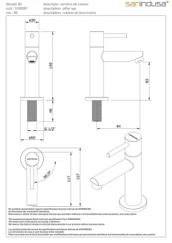 Sanindusa Robinet de lavabo ou lave-mains 1 eau (eau chaude ou eau froide) Simple 30 chromé* Robinet Lave-Mains