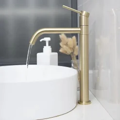 Rea Robinet de lavabo Lugano slim brush gold high
