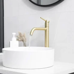 Rea Robinet de lavabo Lugano slim brush gold high