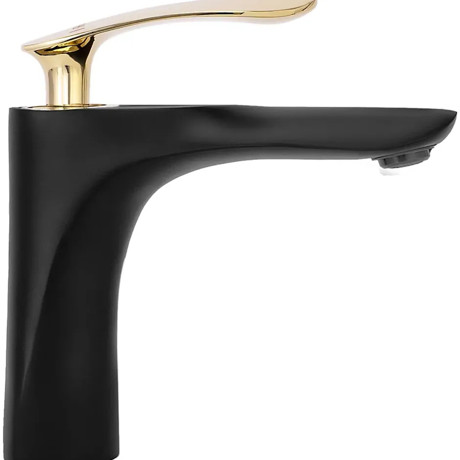 Rea Robinet de lavabo Orbit black gold low