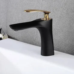Rea Robinet de lavabo Orbit black gold low