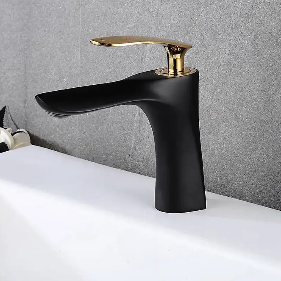 Rea Robinet de lavabo Orbit black gold low