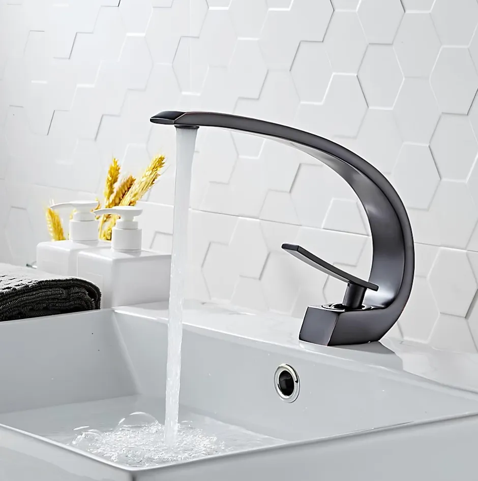 Hudor Robinet de lavabo sur plage BNF606B en laiton noir collection Céphise* Robinet Lavabo Et Vasque