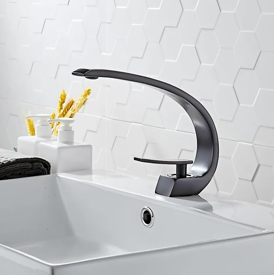 Hudor Robinet de lavabo sur plage BNF606B en laiton noir collection Céphise* Robinet Lavabo Et Vasque