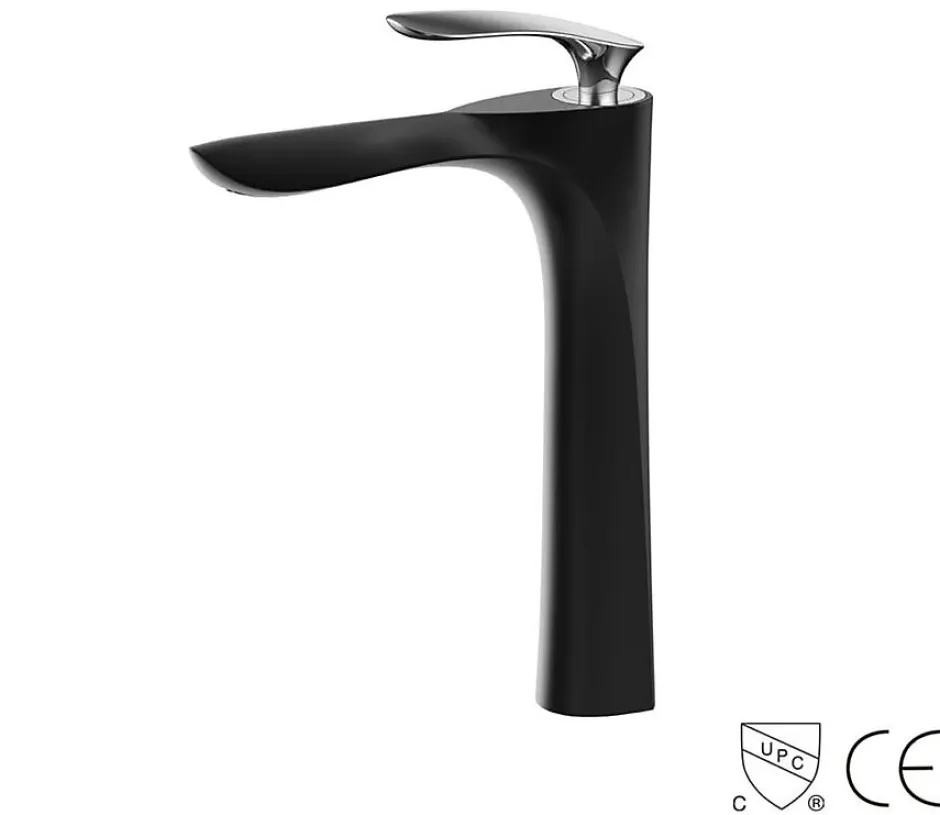 Hudor Robinet de lavabo surélevé 205 en laiton noir et chrome collection Céphise* Robinet Lavabo Et Vasque