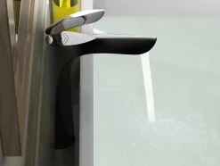 Hudor Robinet de lavabo surélevé 205 en laiton noir et chrome collection Céphise* Robinet Lavabo Et Vasque
