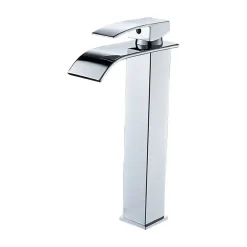 Deko Robinet de salle de bain à bec haut cascade en laiton mitigeur de lavabo robinet de lavabo chromé design moderne