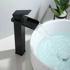 Deko Robinet de salle de bain noir mat, robinet de lavabo à levier unique, robinet mitigeur de lavabo à poser