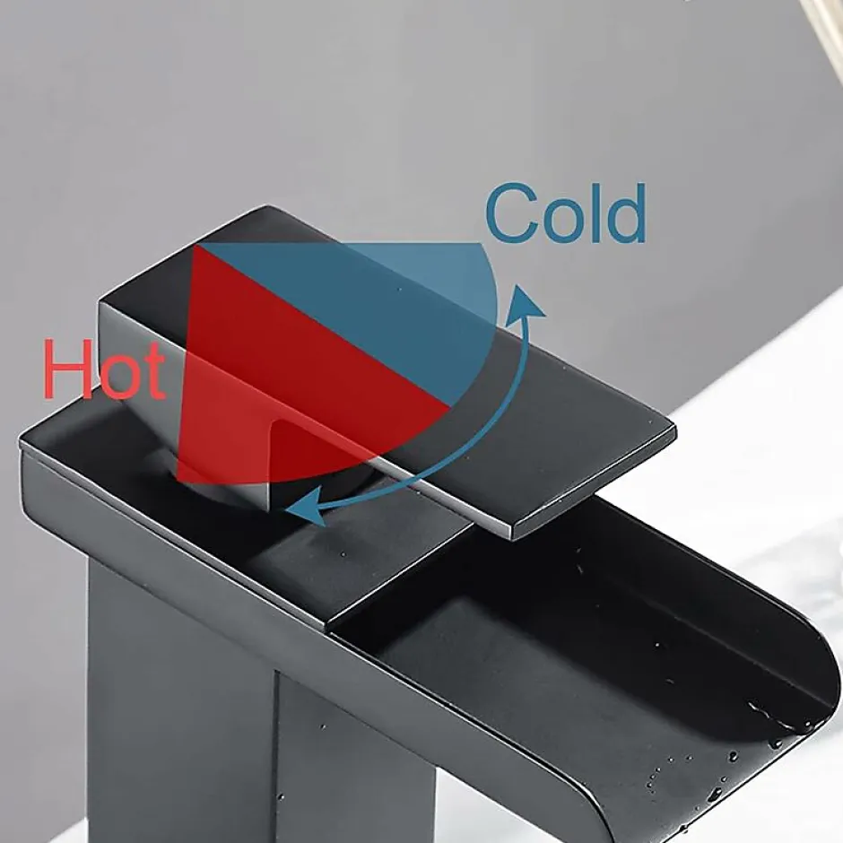 Deko Robinet de salle de bain noir mat, robinet de lavabo à levier unique, robinet mitigeur de lavabo à poser