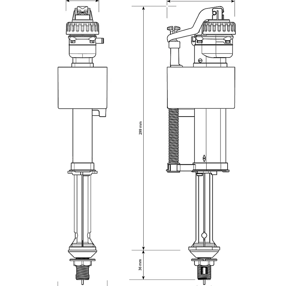 Flomasta Robinet flotteur bas à ouverture différé 3/8"* Chasse D'Eau