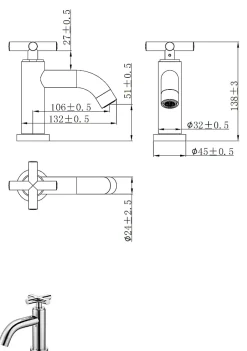 Planète Bain Robinet lave-mains chromé H 14.2 cm - Croce - eau froide uniquement* Robinet Lave-Mains