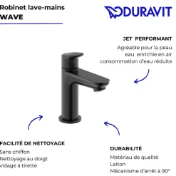 Duravit Robinet lave-mains eau froide Wave noir mat* Robinet Lave-Mains