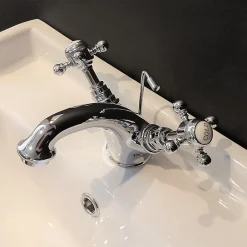 Rogier & Mothes Robinet melangeur lavabo retro CANTERBURY avec bonde* Robinet Lavabo Et Vasque