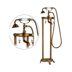 Valaz Robinet melangeur sur colonnes retro pour baignoire FLORINA or ancien