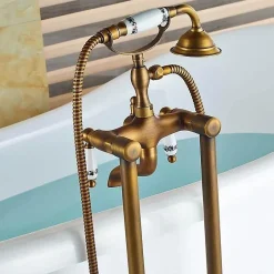 Valaz Robinet melangeur sur colonnes retro pour baignoire FLORINA or ancien