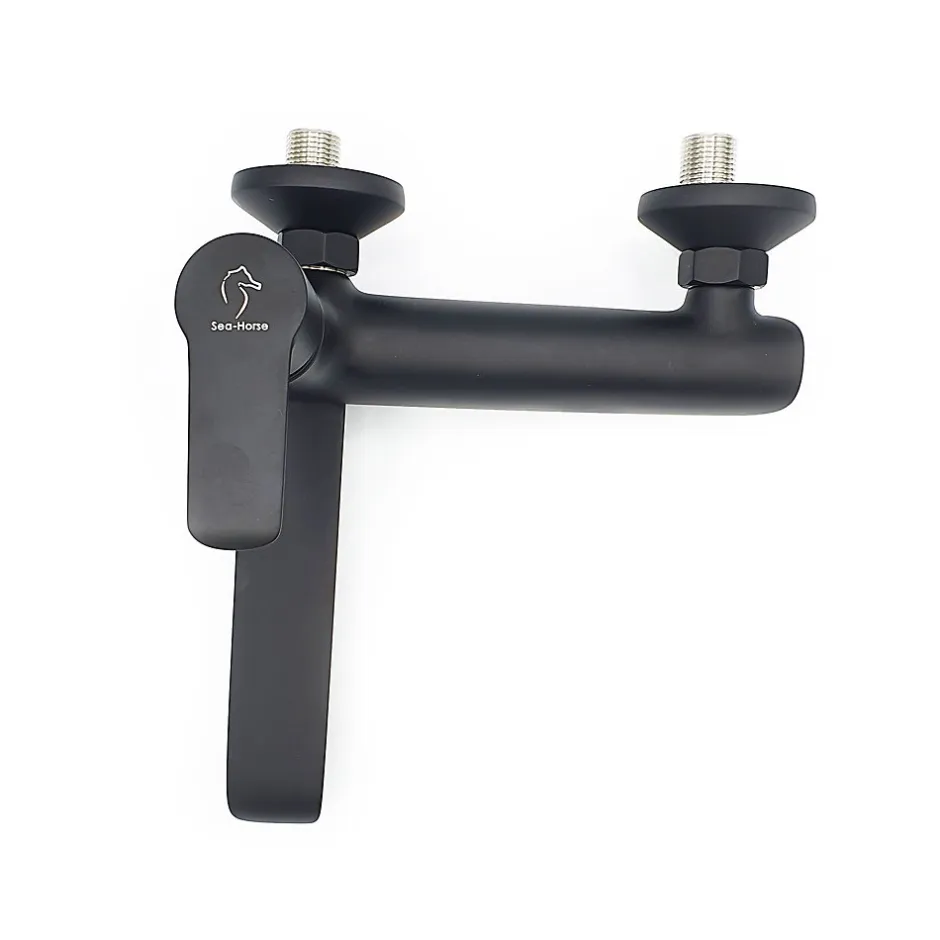 Sea-Horse Robinet Mitigeur Baignoire Noir Mural Bec Pivotant Yo
