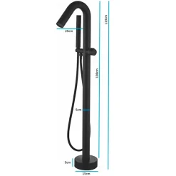 Valaz Robinet mitigeur baindouche sur pied PILOS noir mat