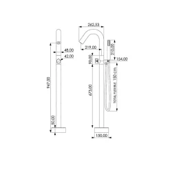 Valaz Robinet mitigeur baindouche sur pied PILOS noir mat