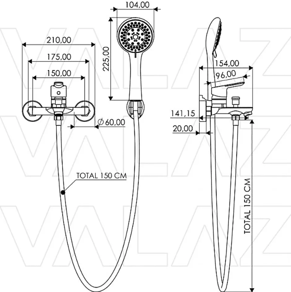 Valaz Robinet mitigeur baindouche ULTIMA chrome
