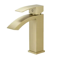 Saniverre Robinet mitigeur bec cascade LERIO or brossé -* Robinet Lavabo Et Vasque
