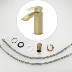 Saniverre Robinet mitigeur bec cascade LERIO or brossé -* Robinet Lavabo Et Vasque