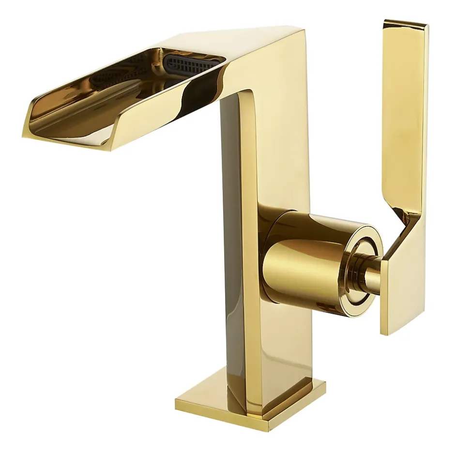 Saniverre Robinet mitigeur bec cascade CEZIO chrome Or brillant -