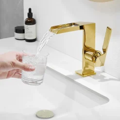 Saniverre Robinet mitigeur bec cascade CEZIO chrome Or brillant -
